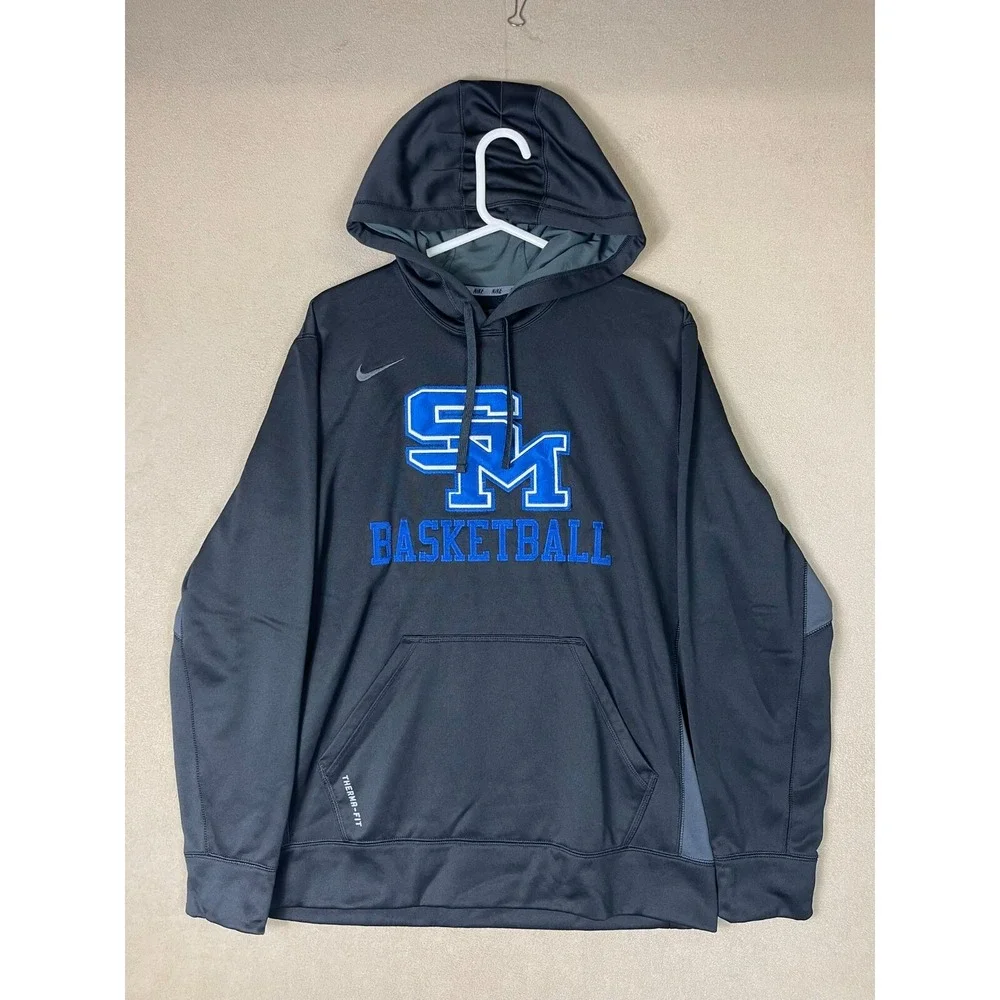 SM Nike Hoodie Mens L Therma-FIT Black Basketball Pullover 621940-020 EUC
